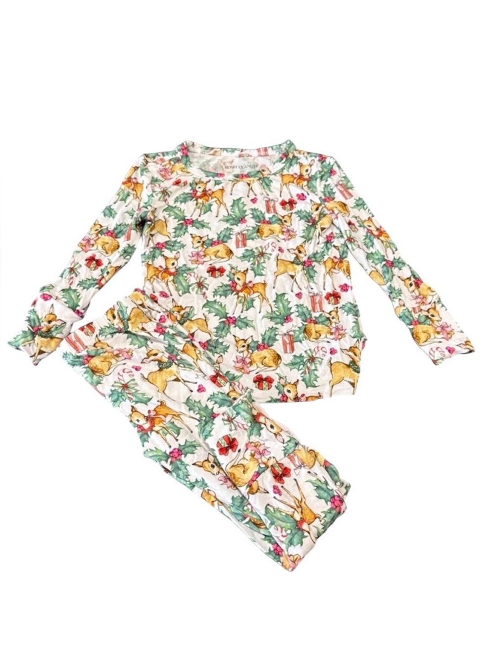 Posh Peanut Deerest Classic Pajama Set 2T Bamboo Deer & Holly Christmas